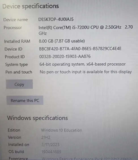 Dell Inspiron 15 i5-7200U 8GB RAM 256GB SSD