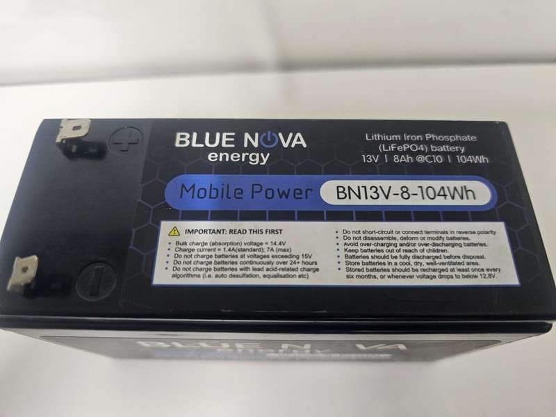 Blue Nova BN13V-8-104Wh LiFePO Battery  Hardly Used