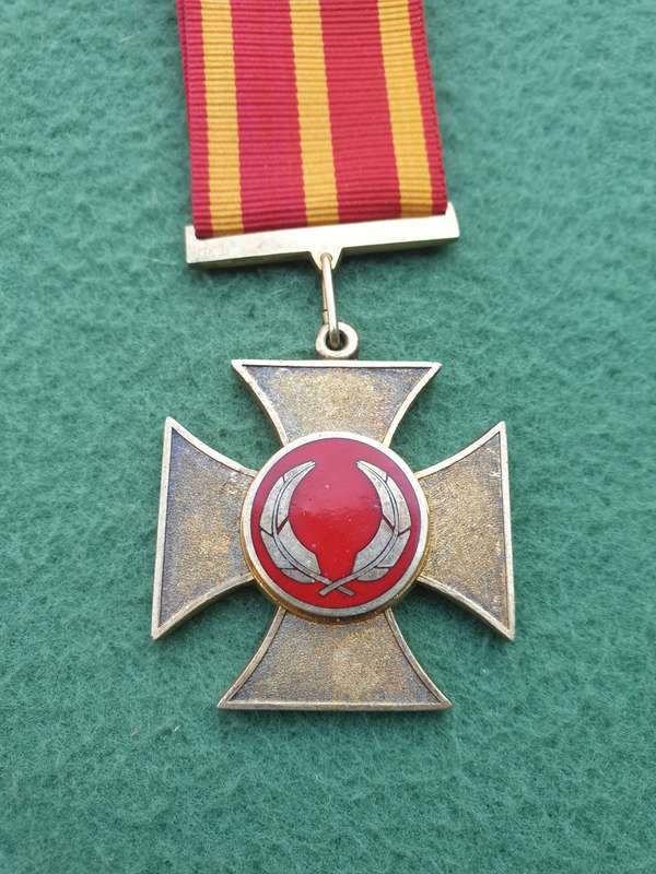 very rare pre-1994 ex TBVC Homelands Ciskei Prisons Service full size Gallantry Cross with ribbon