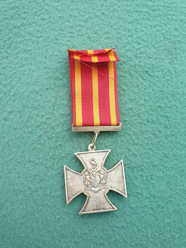 very rare pre-1994 ex TBVC Homelands Ciskei Prisons Service full size Gallantry Cross with ribbon