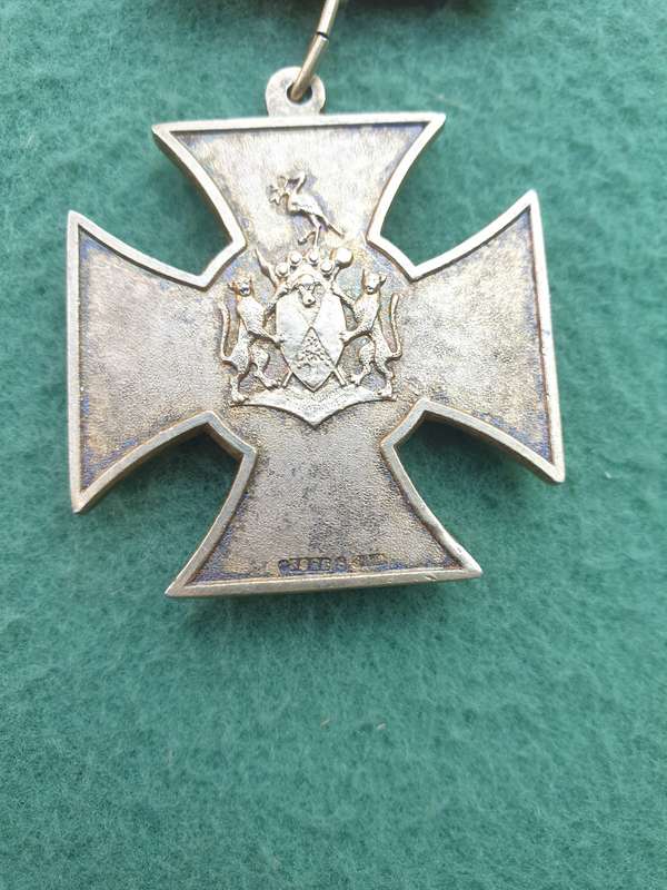 very rare pre-1994 ex TBVC Homelands Ciskei Prisons Service full size Gallantry Cross with ribbon