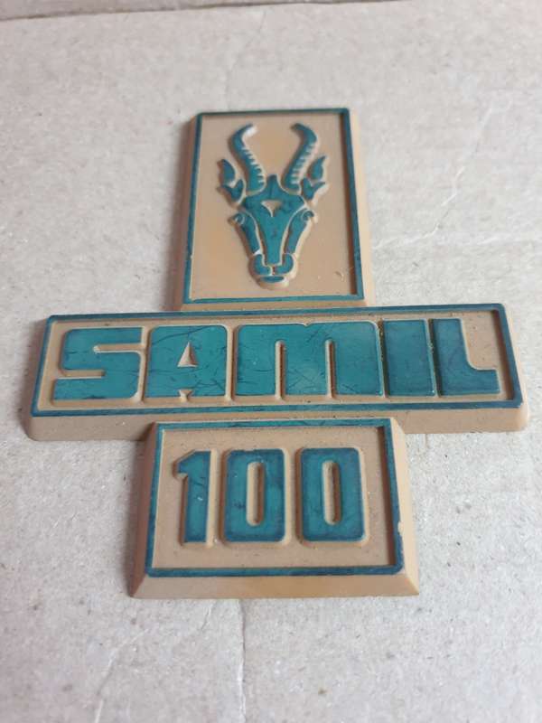 very scarce 100% original SADF era SA Army SAMIL 100 (mil truck) 3D plastic truck bonnet badge