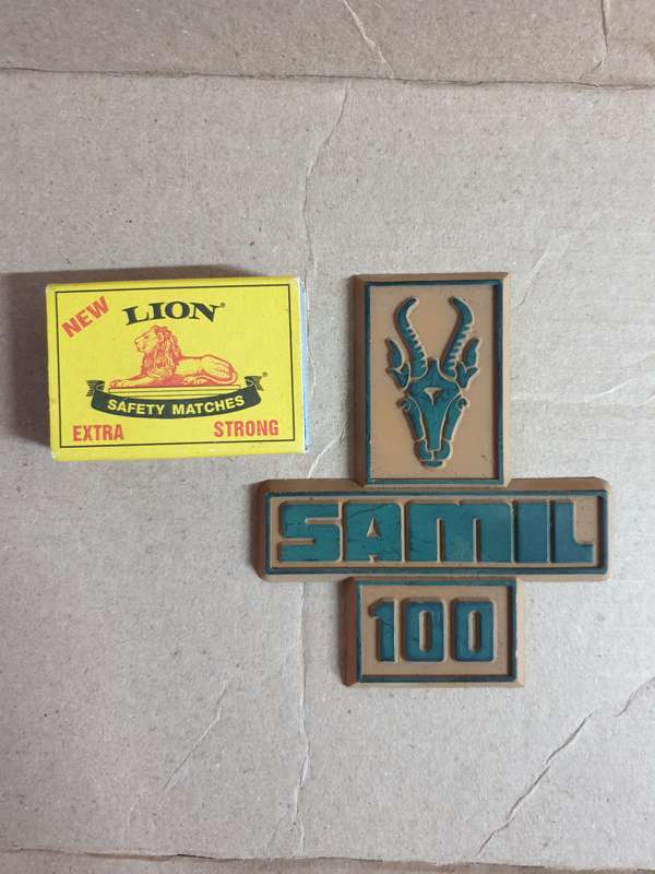very scarce 100% original SADF era SA Army SAMIL 100 (mil truck) 3D plastic truck bonnet badge