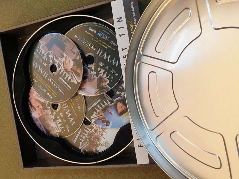 5 x DVD set collectors tin WW2 set - used NOT scratched watch at your own leisure no wi-fi needed!!!