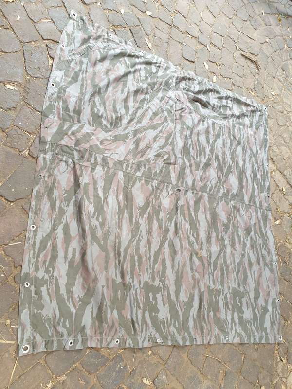 original as found SWA/Angola border war battlefield pick-up FAPLA grey lizard camo shelter/poncho