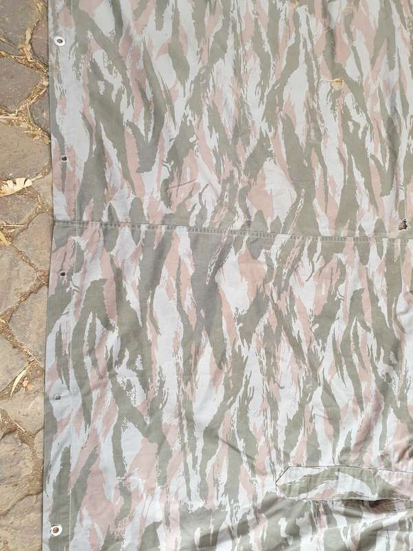 original as found SWA/Angola border war battlefield pick-up FAPLA grey lizard camo shelter/poncho