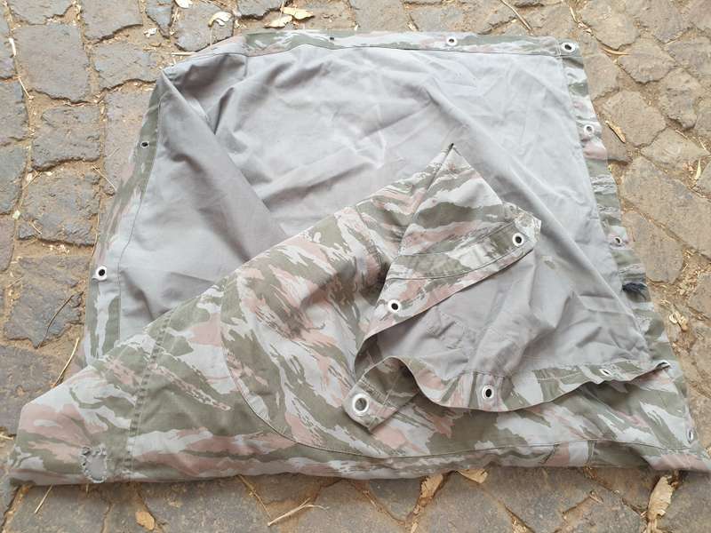original as found SWA/Angola border war battlefield pick-up FAPLA grey lizard camo shelter/poncho