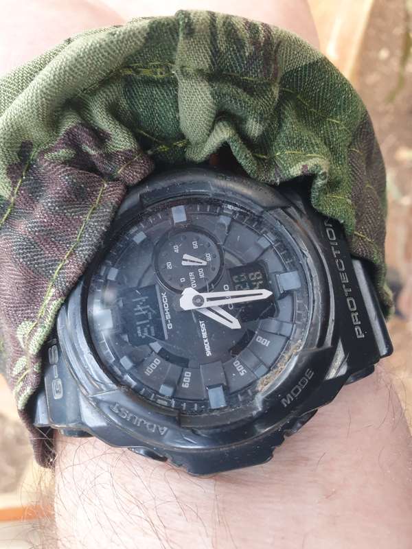 1970/80s style popular bushwar type wrist-watch camo cover (newly sewn) from original Porra HBT camo