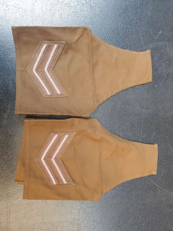 pair 100% original SADF era SWA/Angola bushwar period mint unworn nutria Cpl rank sleeves/brassards