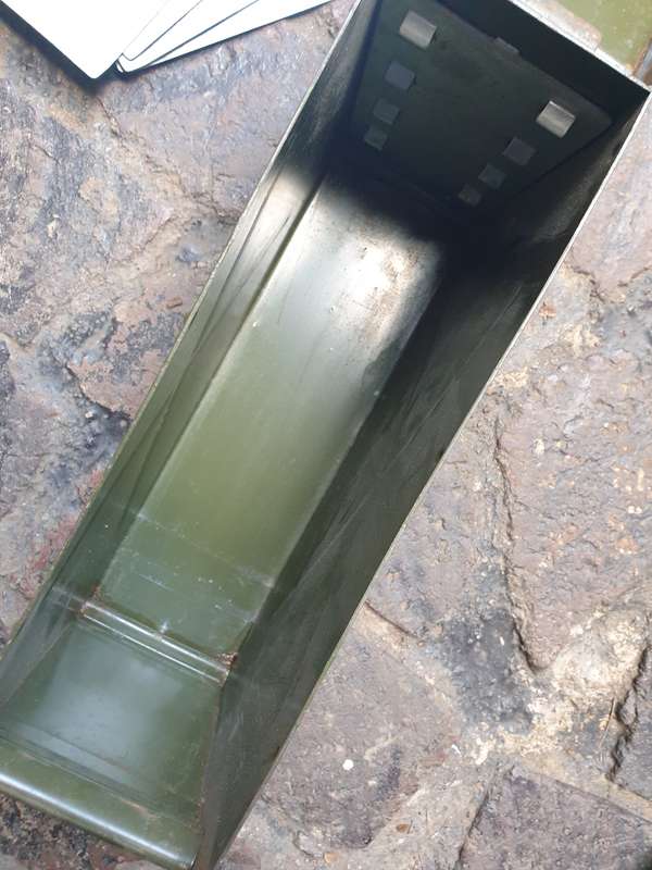 original SADF era SWA/Angola bushwar period olive green metal BMG/LMG ammo "ready" 200rds carry box