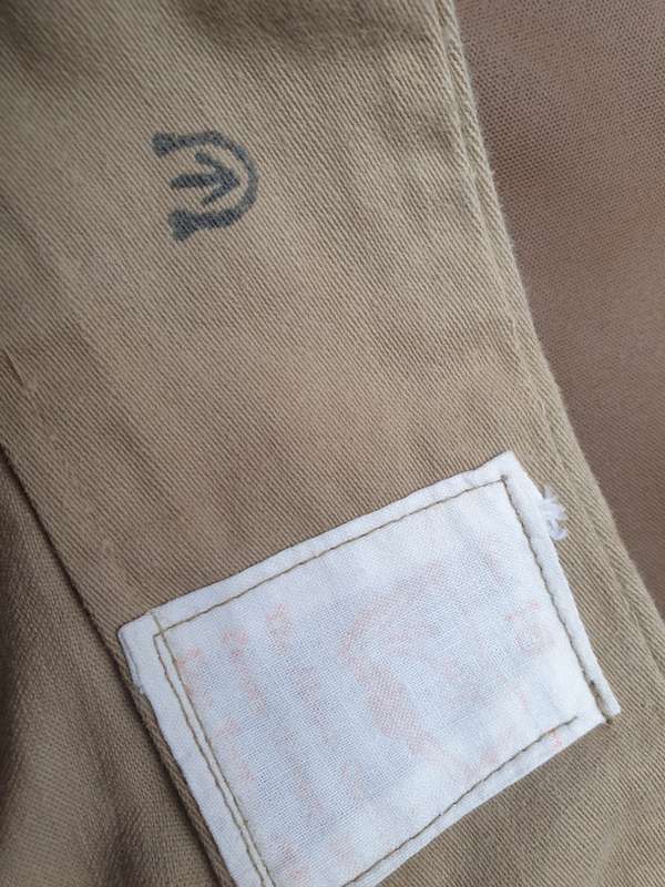 pair of original UDF era (South African) Army khaki drill shorts waist size 34 inch clear ink stamps
