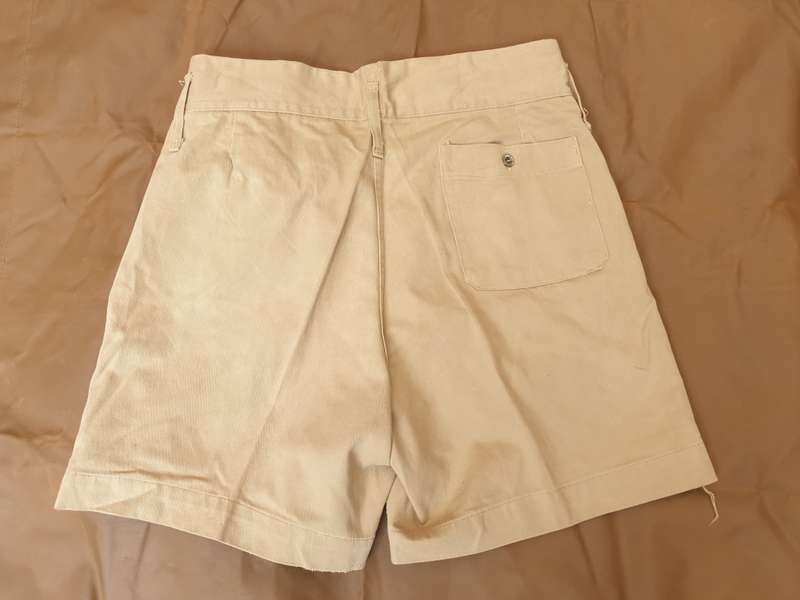 pair of original UDF era (South African) Army khaki drill shorts waist size 34 inch clear ink stamps