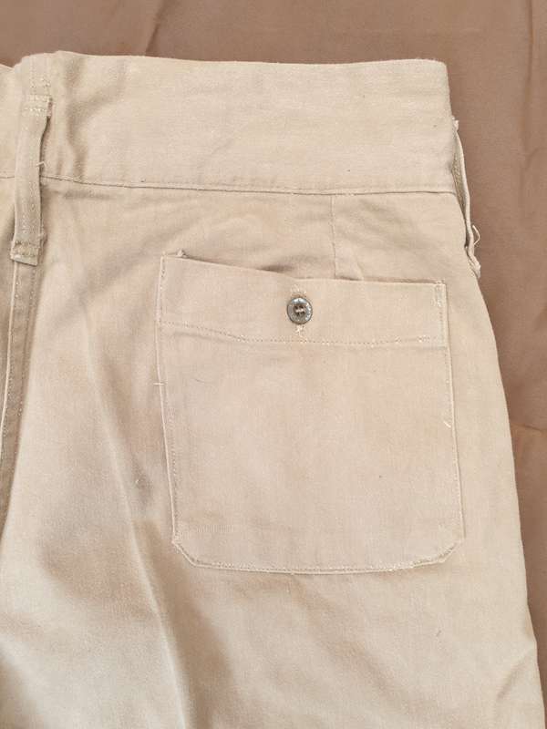 pair of original UDF era (South African) Army khaki drill shorts waist size 34 inch clear ink stamps