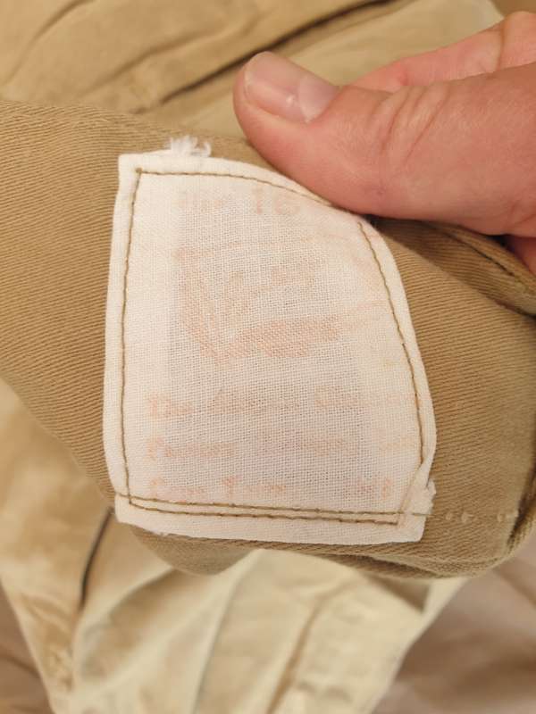 pair of original UDF era (South African) Army khaki drill shorts waist size 34 inch clear ink stamps