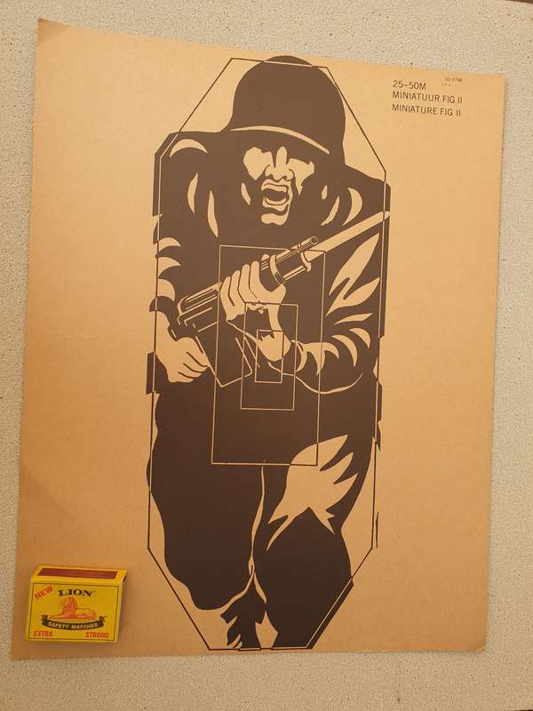 original SADF bushwar period A3 size cardboard "Jerry" fig2 mini 25-50m (indoor) target unused