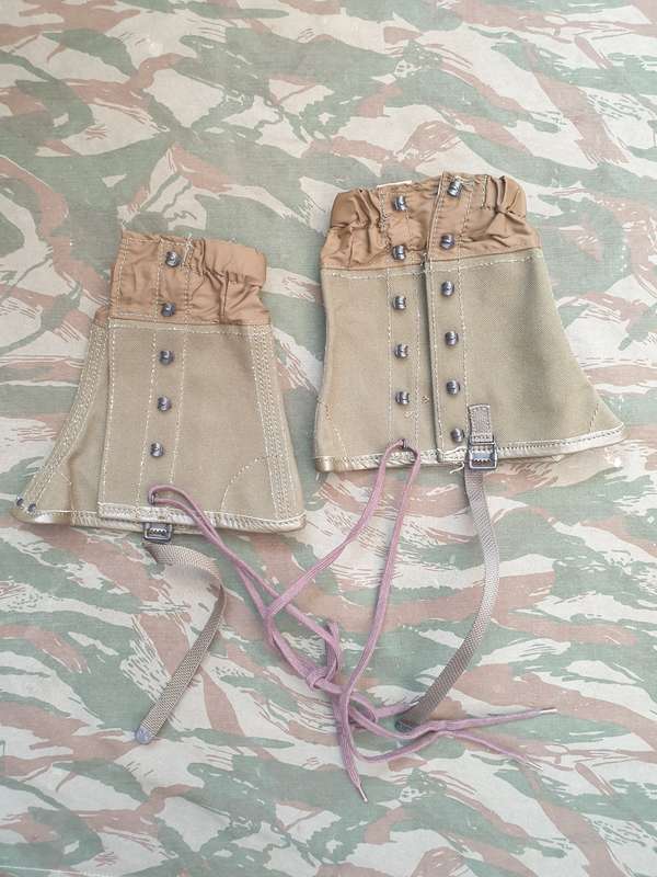 pair Intl mil surplus Italian short anklets/gaitors/leggings leather & nylon & canvas as new large