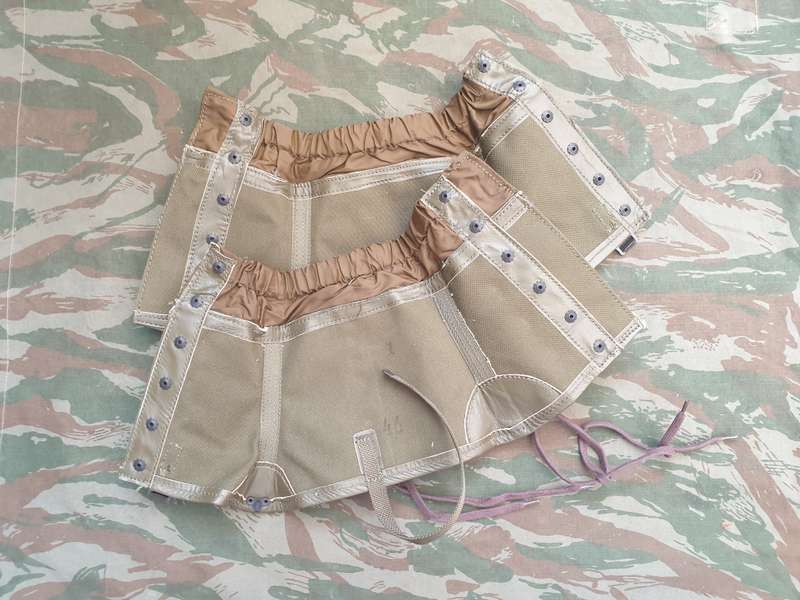 pair Intl mil surplus Italian short anklets/gaitors/leggings leather & nylon & canvas as new large