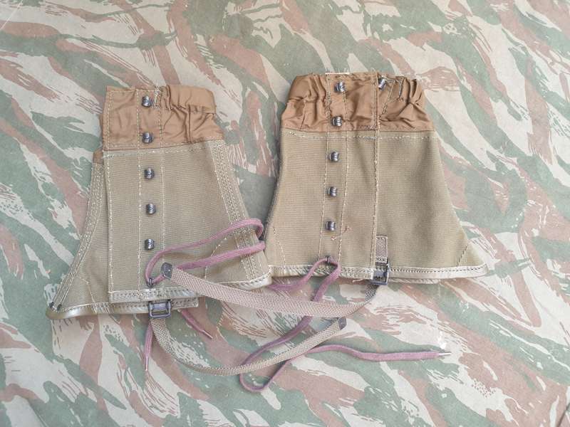 pair Intl mil surplus Italian short anklets/gaitors/leggings leather & nylon & canvas as new large