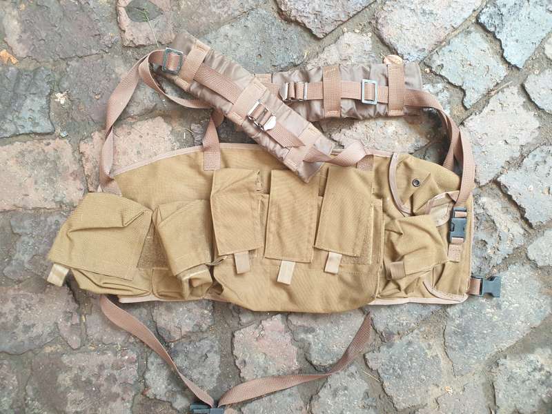 original SADF era Para Bn issue nutria (textcraft version) Bateleur 90 chest webbing with sidearm