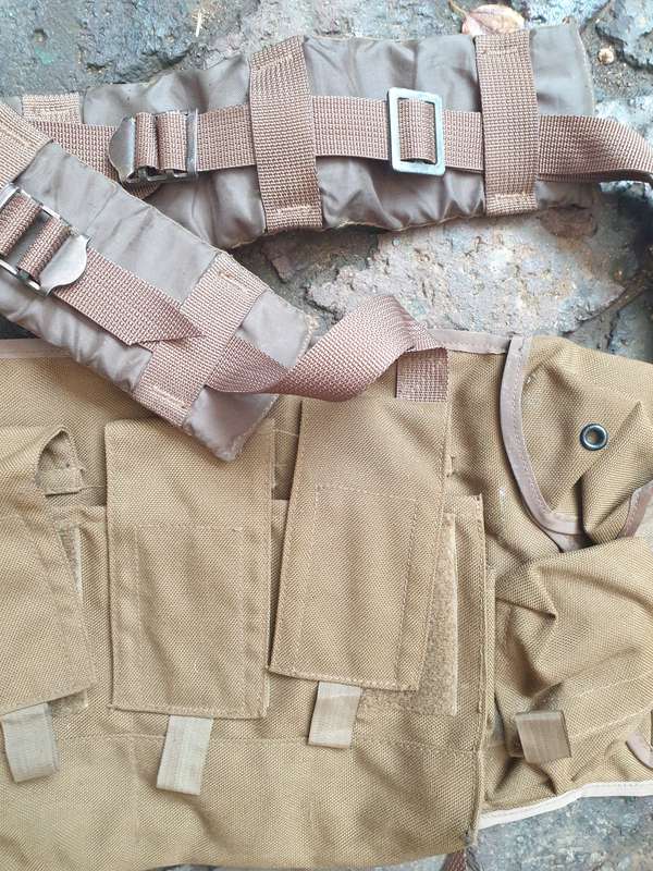 original SADF era Para Bn issue nutria (textcraft version) Bateleur 90 chest webbing with sidearm