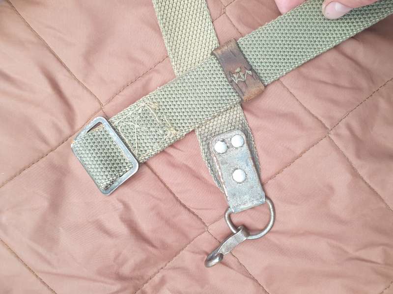complete & intact older type genuine leather tab USSR era AK47 type weapon sling SWA/ Angola bushwar