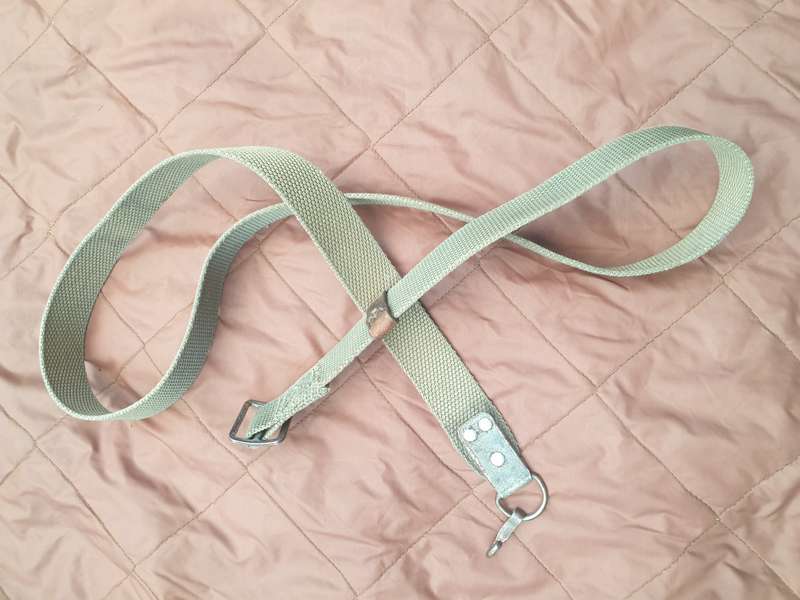 complete & intact older type genuine leather tab USSR era AK47 type weapon sling SWA/ Angola bushwar