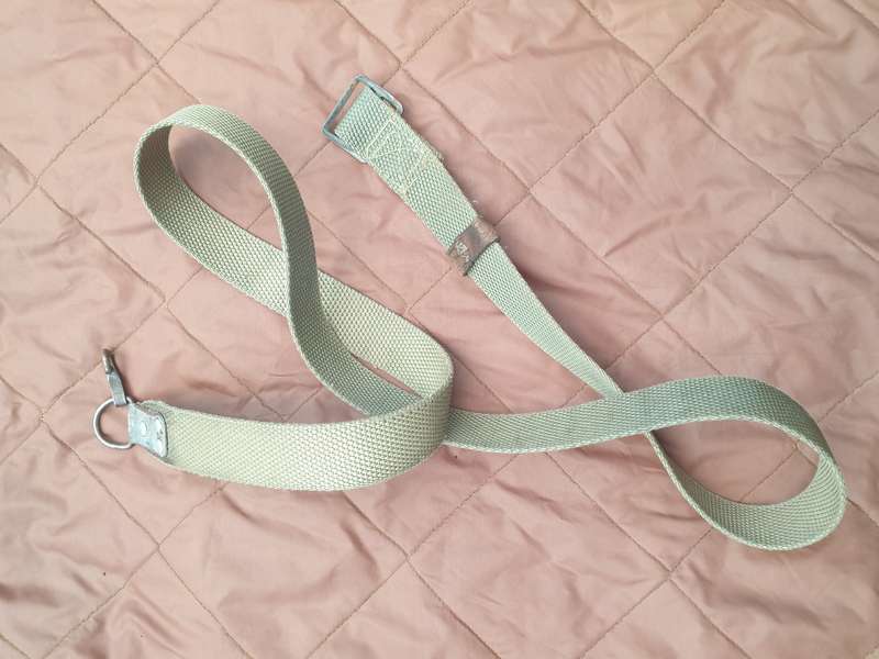 complete & intact older type genuine leather tab USSR era AK47 type weapon sling SWA/ Angola bushwar