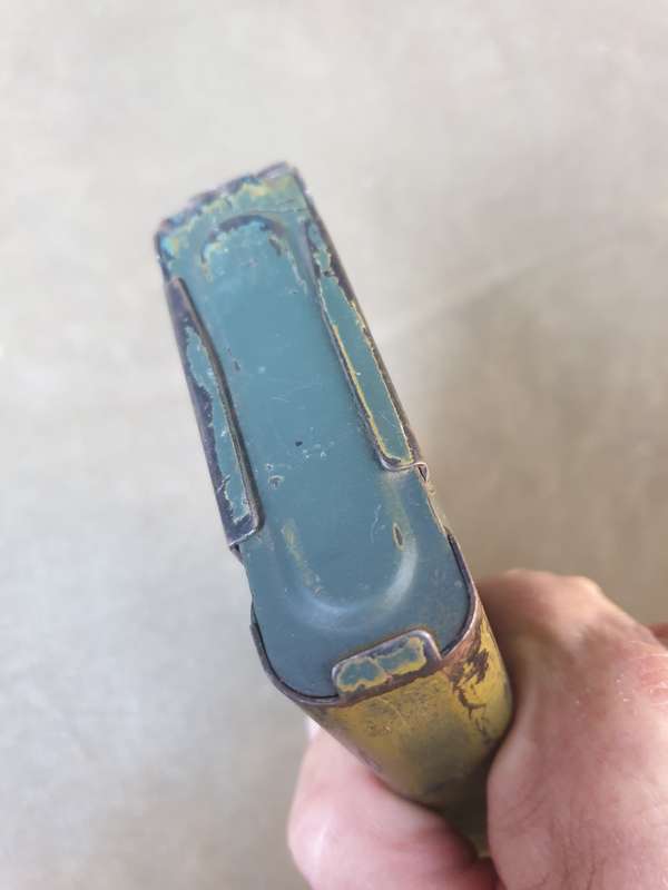 100% original Rhodesian bushwar era FN FAL original ("baby-poop") camo paint 20rd magazine dd 68 (?)