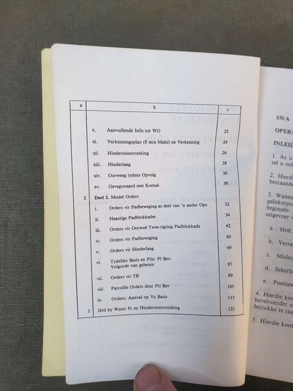 good used condition small A6 size Afrikaans Language 80s era SWATF COIN aide memoire guide book