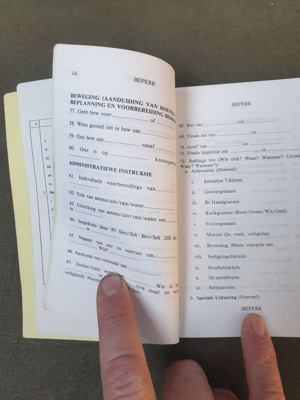 good used condition small A6 size Afrikaans Language 80s era SWATF COIN aide memoire guide book