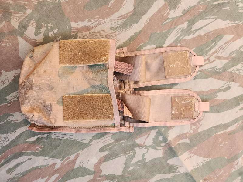scarce double (holds four R4 mags) flap patt 90 "cabbage patch" camo mag pouch in good used condion