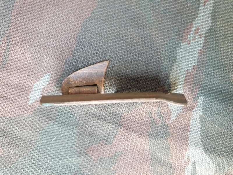 used made-in-Rhodesia local p-51 type small metal rat-pack tin opener folding type (bronzed finish)