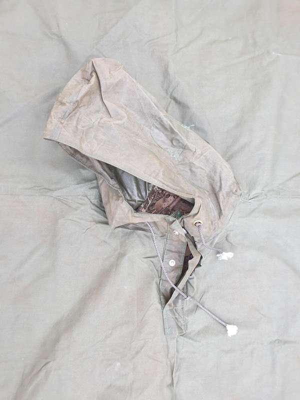 as new & unused Rhodesian era Army issue heavy duty PVC/vinyl olive green poncho very good condition