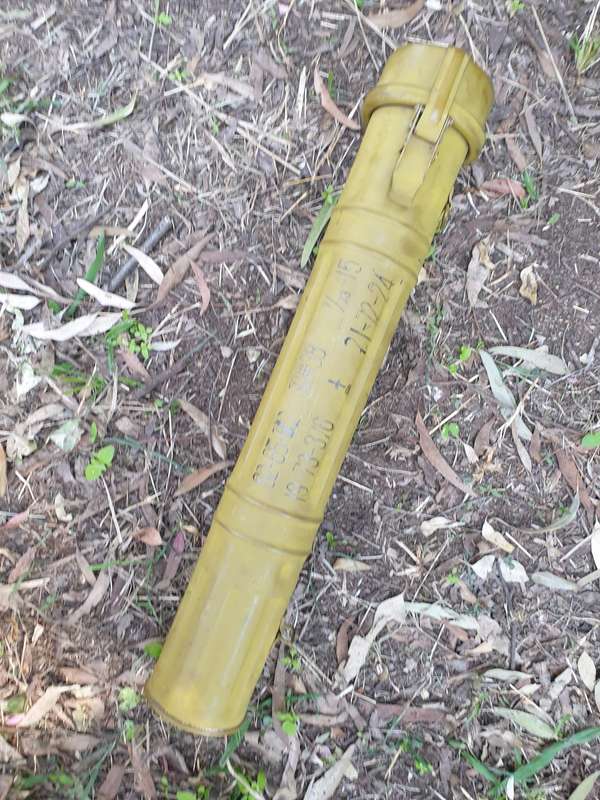 SWA/Angola & Rhodesia Border war era enemy used empty metal Chinese B-10 type ammo tube as per pics