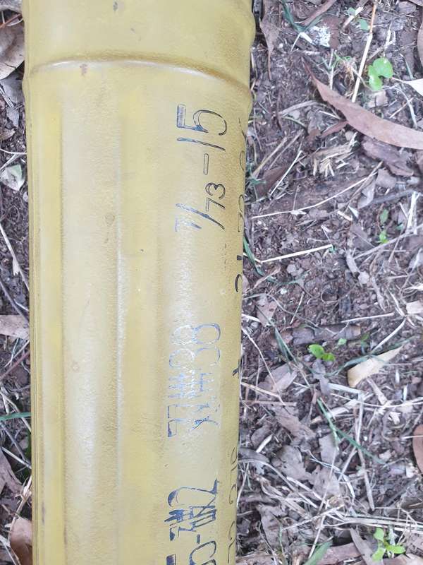 SWA/Angola & Rhodesia Border war era enemy used empty metal Chinese B-10 type ammo tube as per pics