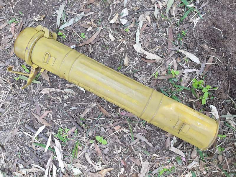 SWA/Angola & Rhodesia Border war era enemy used empty metal Chinese B-10 type ammo tube as per pics