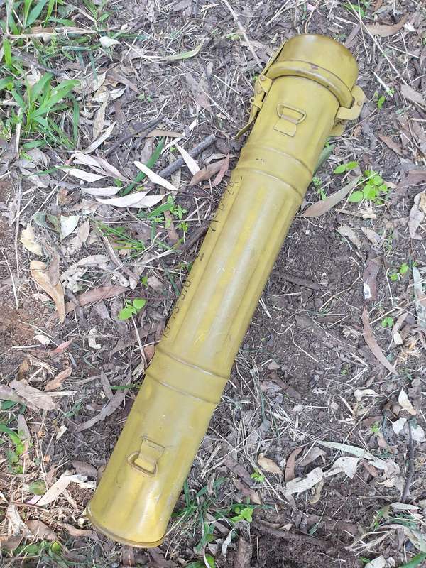 SWA/Angola & Rhodesia Border war era enemy used empty metal Chinese B-10 type ammo tube as per pics