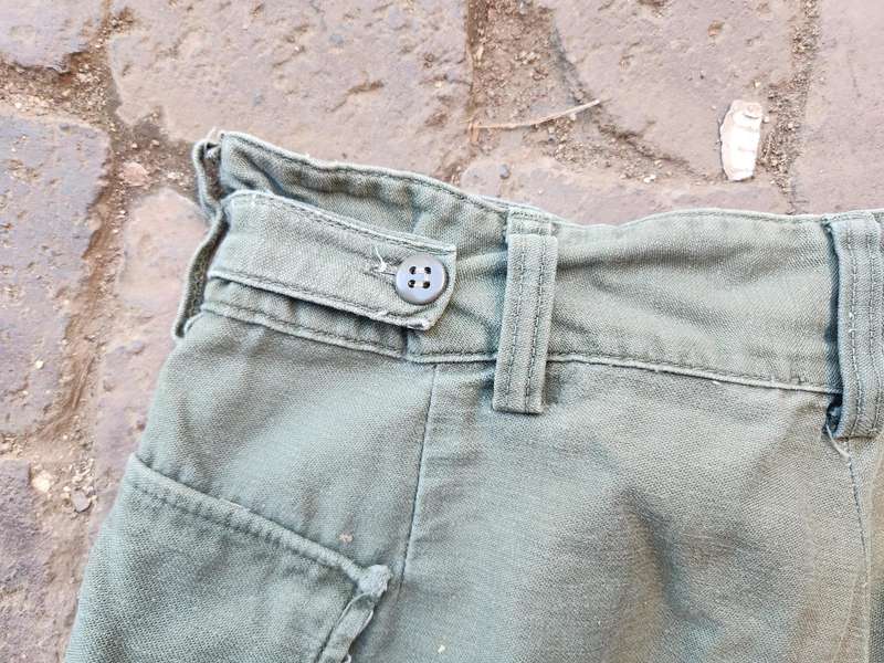 pr. used & slightly faded clean intact VERY RARE OP SAVANNAH worn SADF issue green uniform trousers