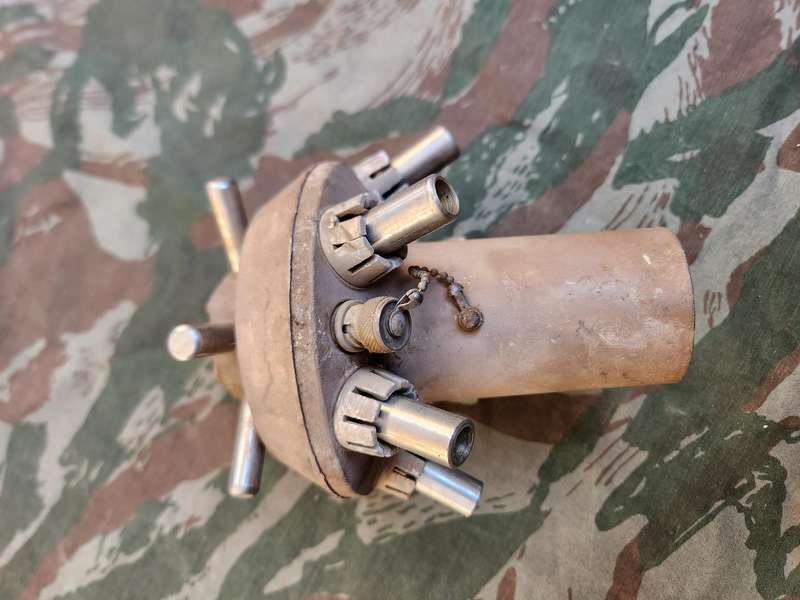 used SADF era JASCO "sputnik" head (only the head) for a VHF discone antenaee as typically mounted