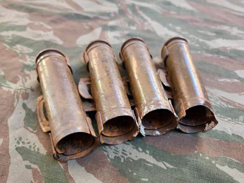 4 x EMPTY 30mm DEFA aircraft cannon shells and links (Israeli made?) as used in SAAF Mirage and othe