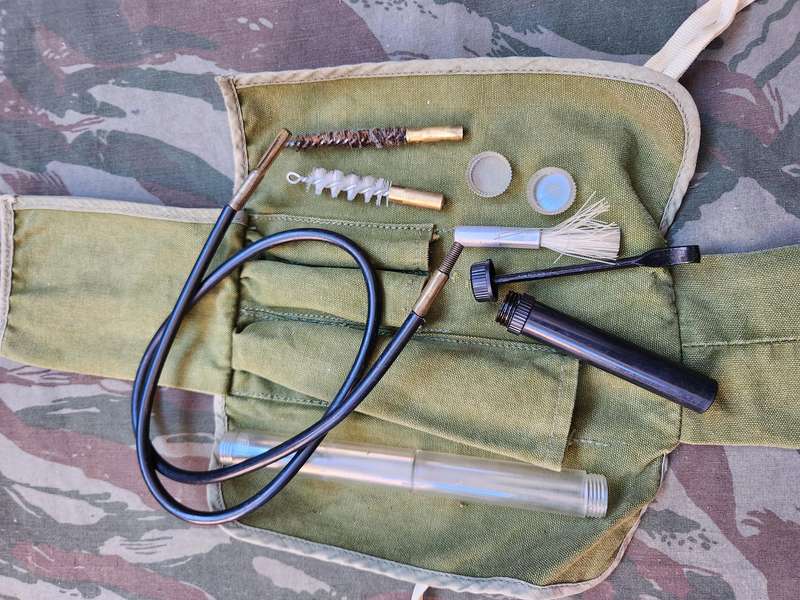used complete SADF era issue original R1 rifle cleaning-kit with good copper barrel brush & fully