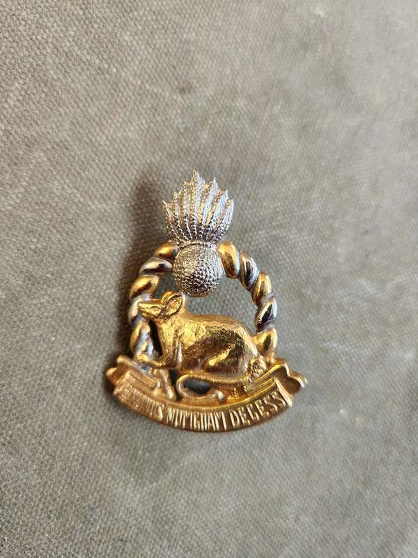 scarce original SADF era bi-metal SA Army ADA Regt Oos Transvaal (ROT) "die rotte" beret badge