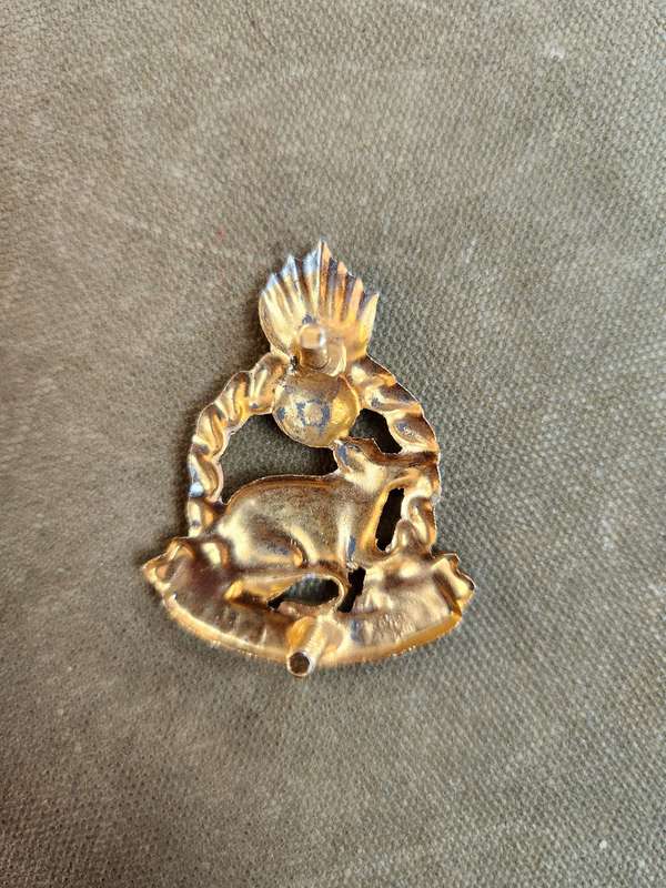 scarce original SADF era bi-metal SA Army ADA Regt Oos Transvaal (ROT) "die rotte" beret badge