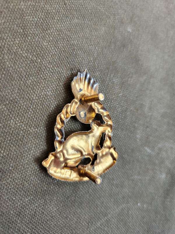 scarce original SADF era bi-metal SA Army ADA Regt Oos Transvaal (ROT) "die rotte" beret badge