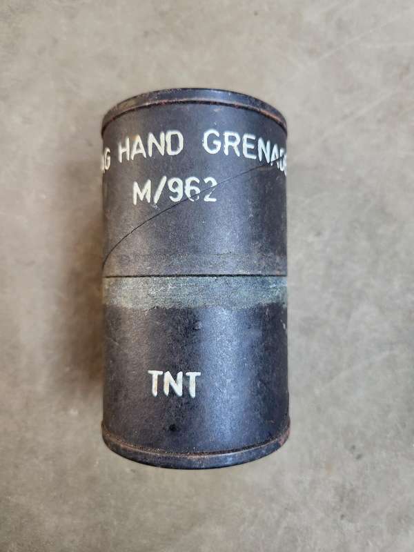 intact & 100% original complete EMPTY Rhod Army HE hand-grenade 2-piece ammo cardboard container