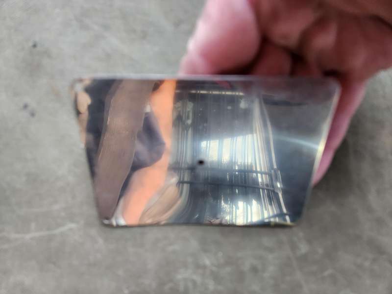 original SWA/Angola border war era SADF "troopy" issue stainless-steel shaving & signalling mirror