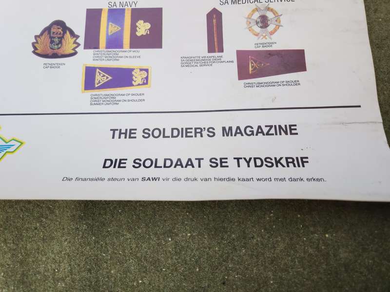 new & unused scarce 100% original SADF period SAWI/ SADFI & Paratus magazine published ranks poster