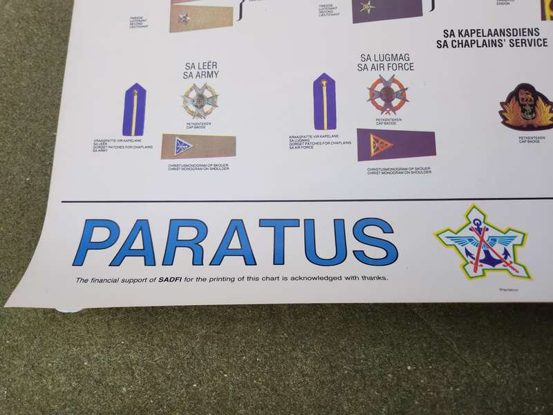new & unused scarce 100% original SADF period SAWI/ SADFI & Paratus magazine published ranks poster