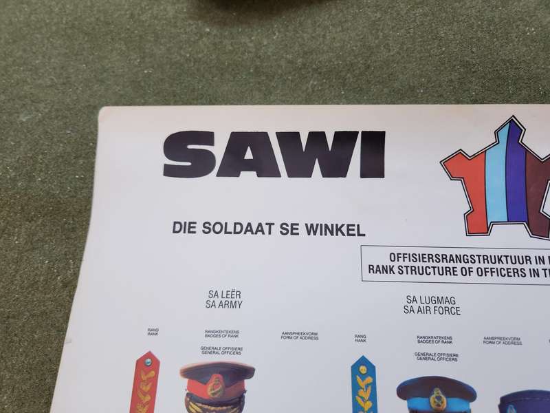 new & unused scarce 100% original SADF period SAWI/ SADFI & Paratus magazine published ranks poster