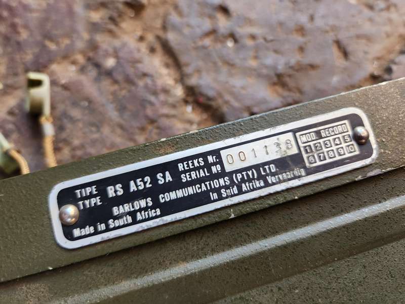 original early pre SWA/Angola bushwar era SADF used (now obsolete) A-52 VHF radio with batt box